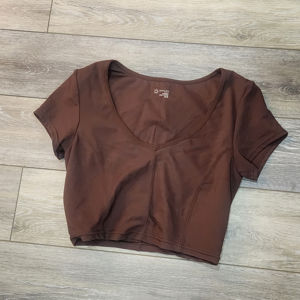 Offline By Aerie brown crop top. Very cute. Size medium